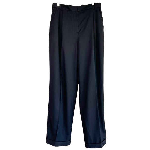 Vintage Brooks Brothers 346 Womens Pleated Straight Leg Wool Pants Black Size 8 - Picture 1 of 5